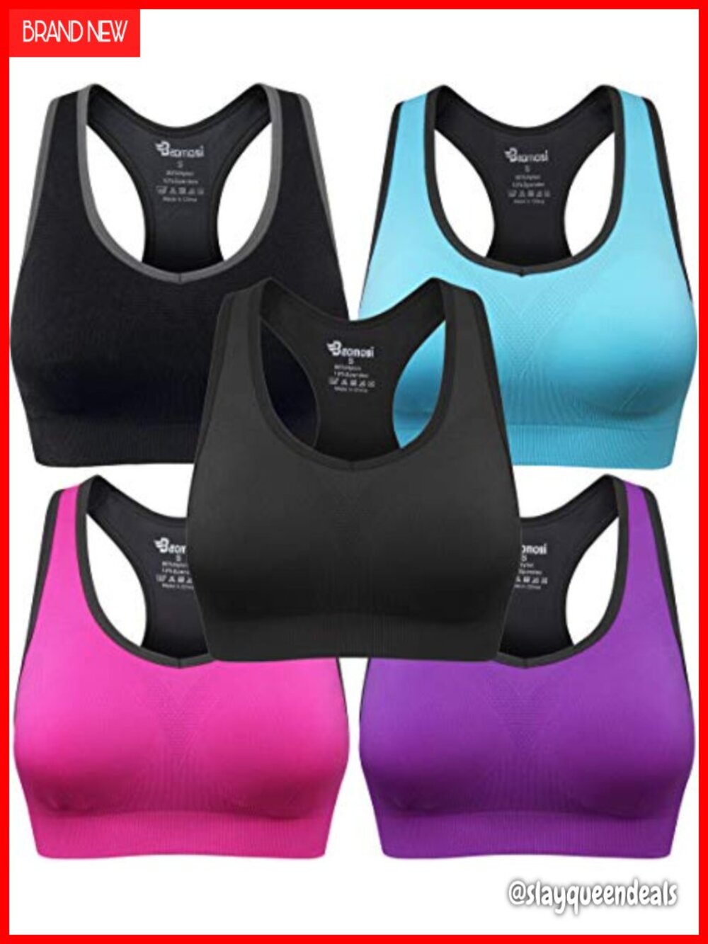 Seamless Racerback Sports Bra High Support Yoga Gym Workout Fitness